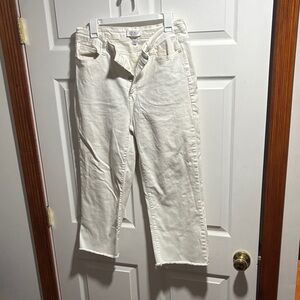 Judy Blue Off-White Straight Crop Jeans